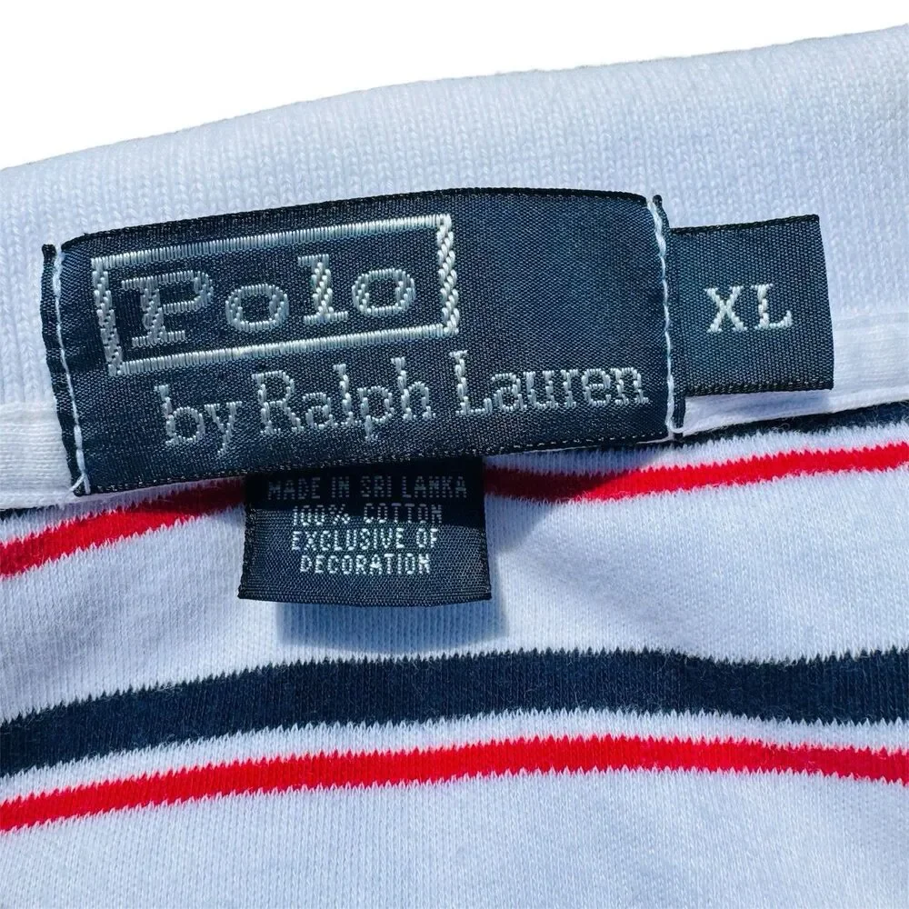 Polo Ralph Lauren Shirt Mens Size L Striped Polo Red White Blue Green Pony